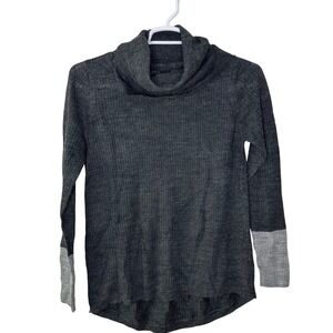 Prana Rochelle Sweater Women's Small Gray Wool Ribbed Knit Cowl Neck Long Sleeve